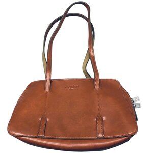 Mondani New York brown hand bag zipper 2 handles 3 pockets 11x6.5x3.5" READ